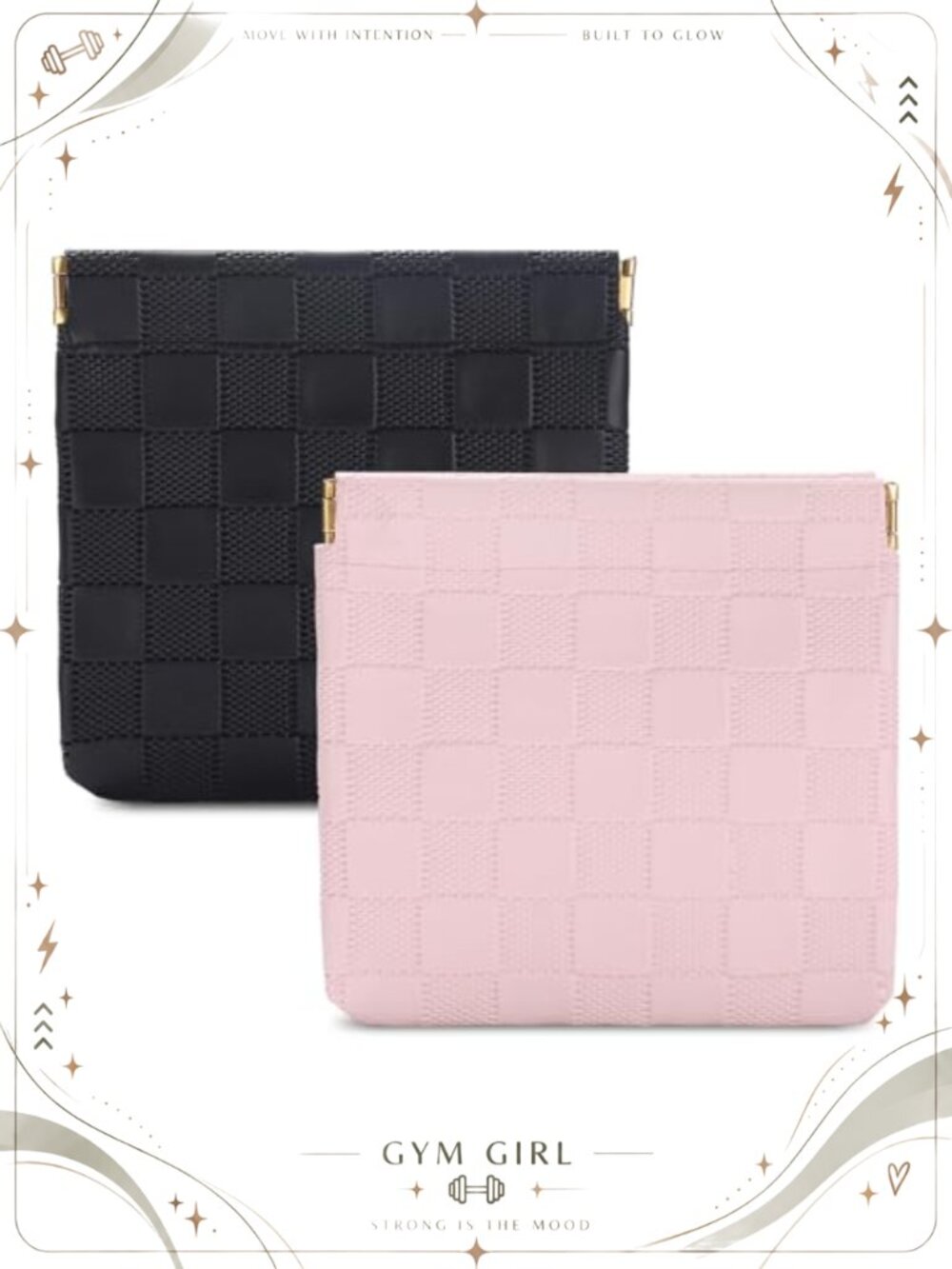 2Pc Small PU Leather Cosmetic Bag Travel Makeup Pouch Self-Closing